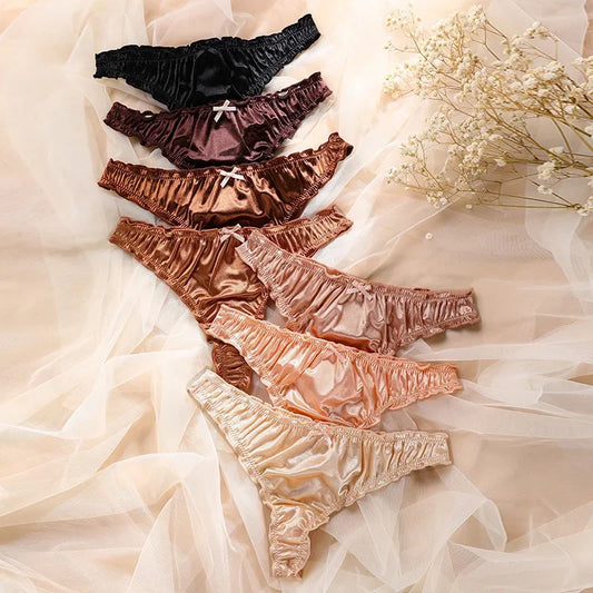 1Pcs/7Pcs Hot Sale Ladies Frill Trim Satin Ice Silk Seamless No Show Underwear - Empire P.E