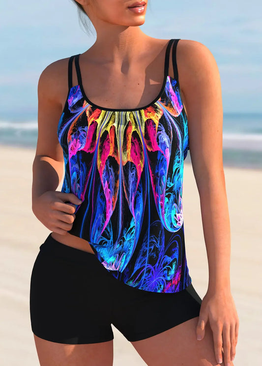 Two Piece Women's Tropical Print Bikini Set