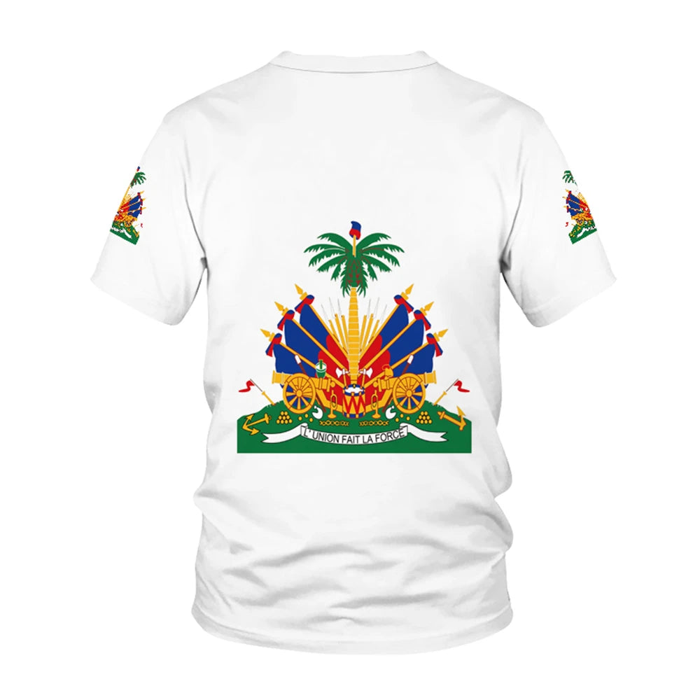 Haiti 2025 National Flag Pattern T-shirt Men Hot Sale New Summer Women Tops Shirt Children Short-Sleeved - Empire P.E