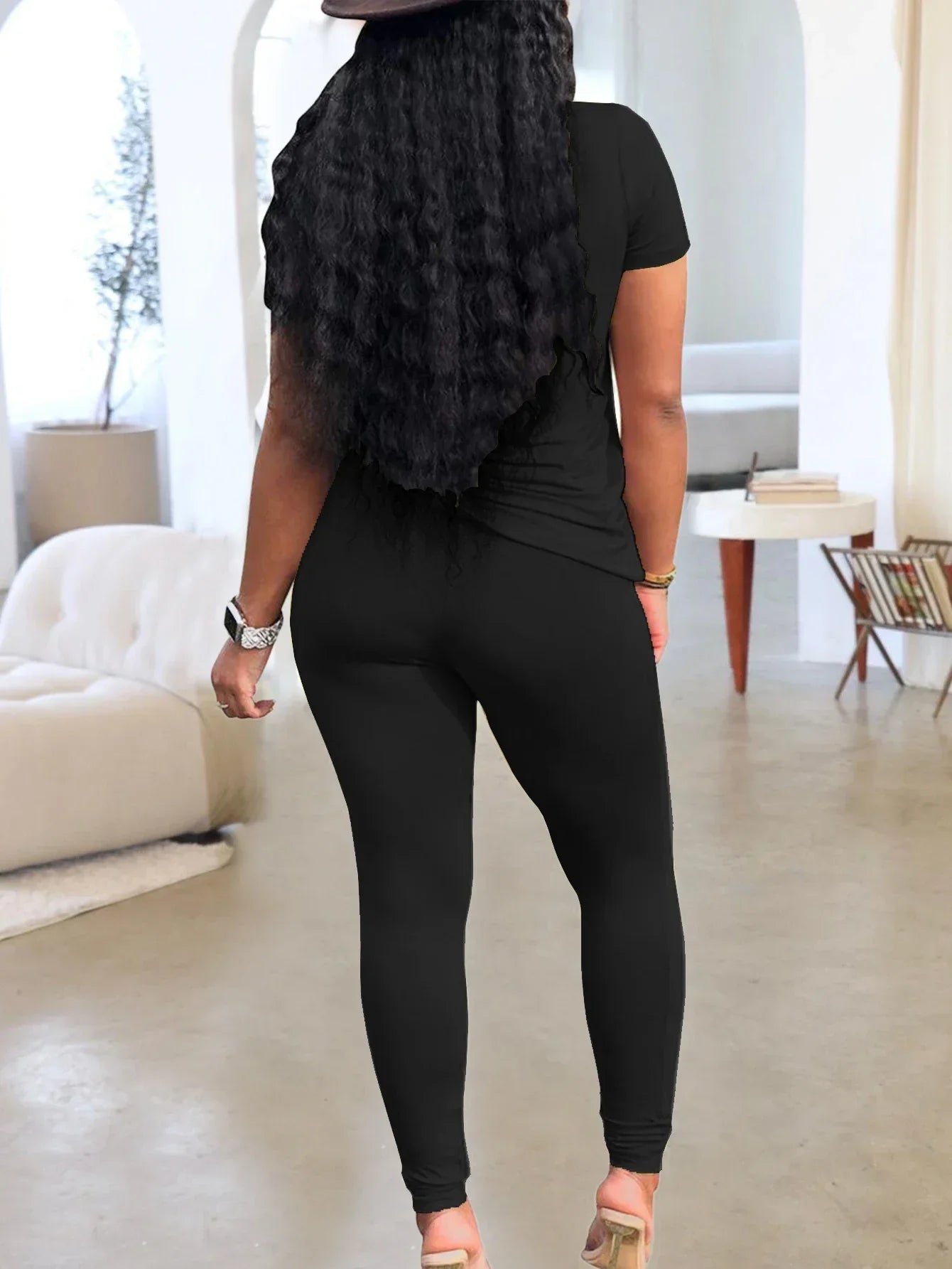 Summer Women's V-Neck One Shoulder Short Sleeve Long Pants - Empire P.E