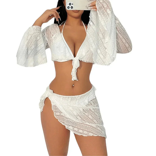 Women's 4 Piece Bikini Halter Neck Triangle Set
