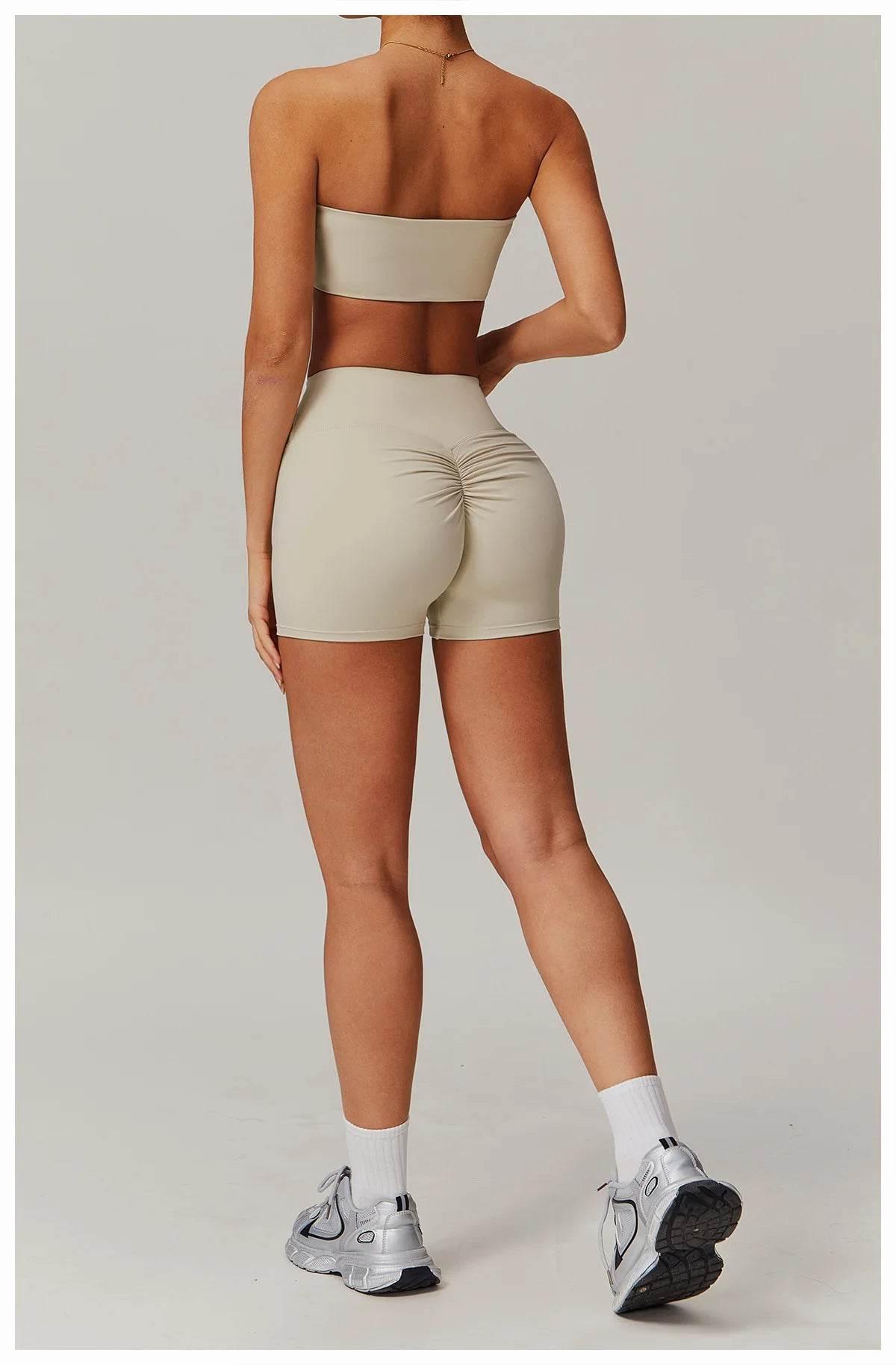 New Women Yoga Shorts High Waist Beautiful Buttocks Gym Sexy Feel V-shaped Shorts Sports Fitness Tights Push up Run Leggings - Empire P.E