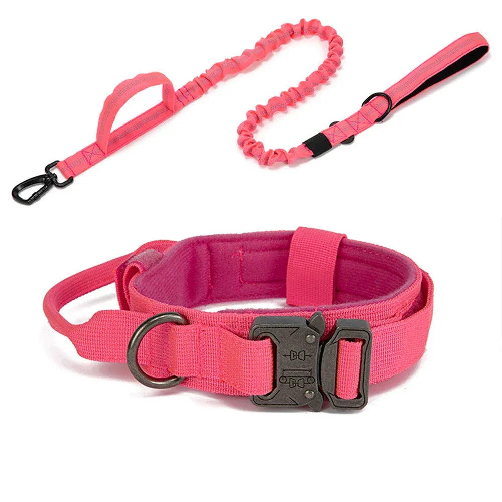 Pet Dog Collar Leash Set Nylon Material Durable Dog Collar Reflective Leash Pet Tactical Training Dog Collar Large Dog Leash Set - Empire P.E