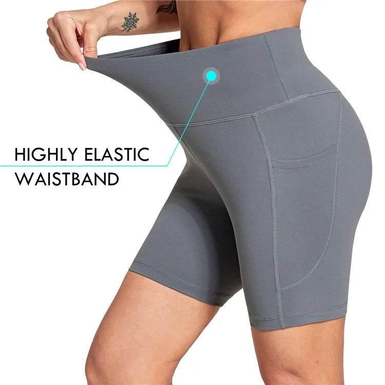 Leggings Women High Waist Yoga Sport Shorts Biker Shorts Women Sports Leggings For Fitness Cross Waist Pocket Yoga Pant - Empire P.E
