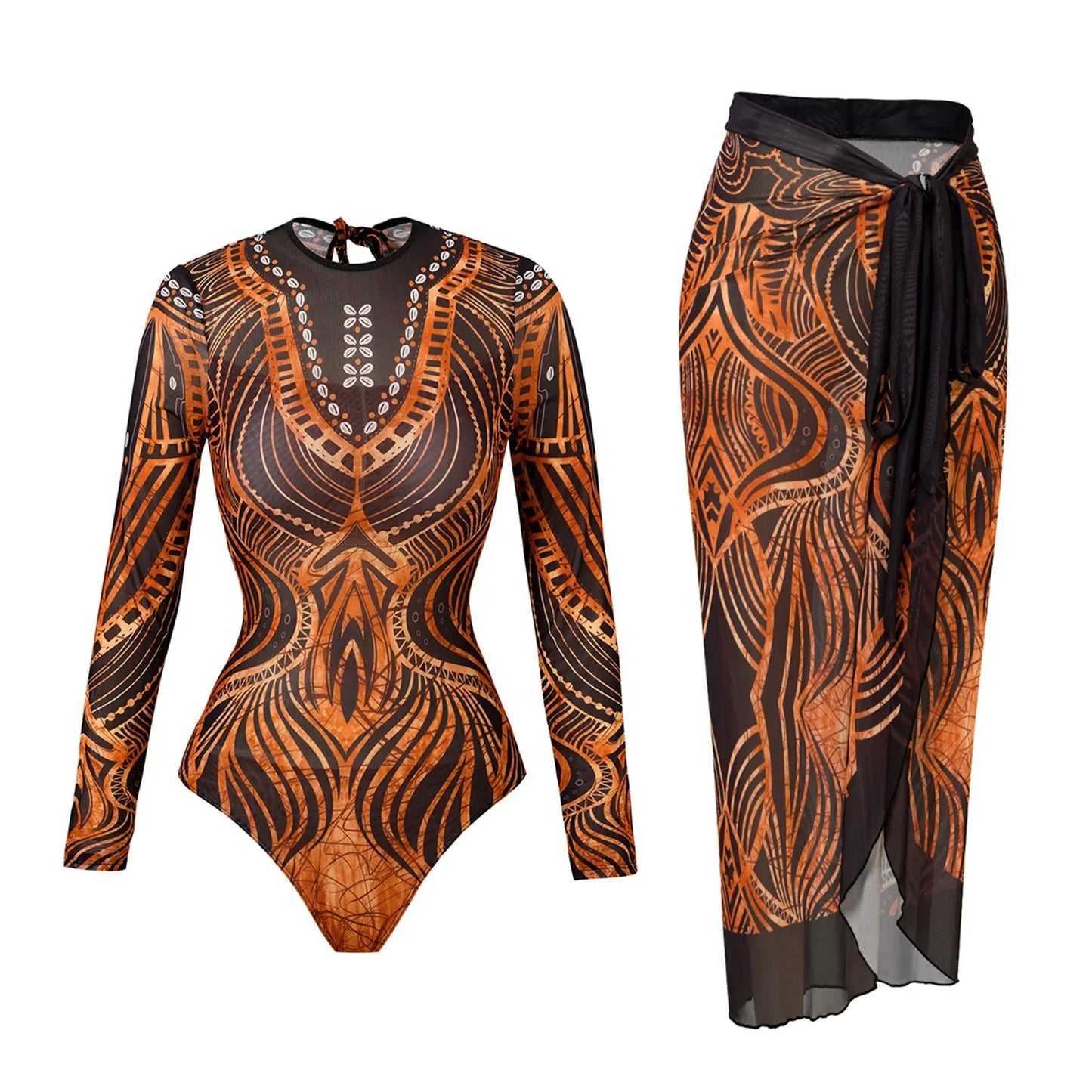 Bikini Bodysuit Swimwear With Skirt