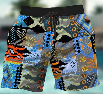 Men's 3D Print Graffiti Art Pattern Beach Shorts