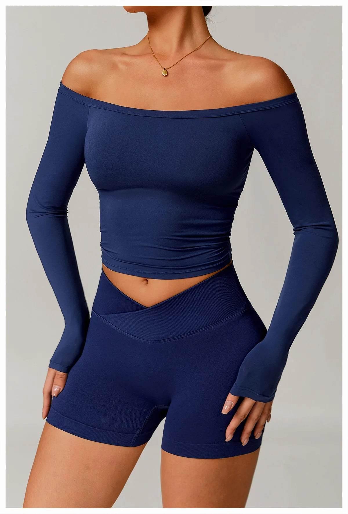 Women Yoga Shirts Crop Tops Long Sleeves Shirts for Women Yoga Sports Fitness Gym Clothing Running Workout Tops Sports Shirts - Empire P.E