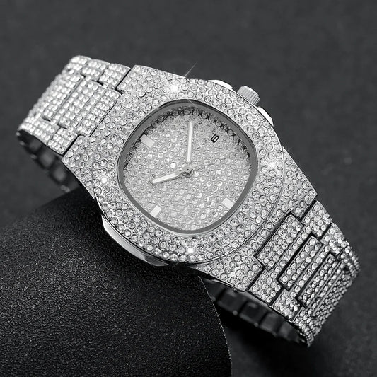 Luxury Full Diamond Men's Stainless Steel Watches Male - Empire P.E