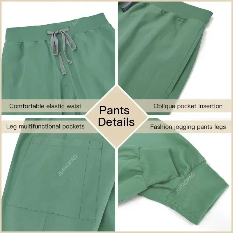 Multicolor Scrubs Uniform Short Sleeve Tops+Pants Set - Empire P.E