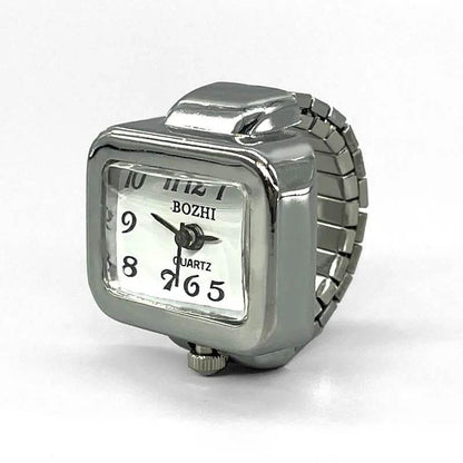 Vintage Punk Finger Watch Mini Elastic Strap Alloy Watches Couple Rings Jewelry Clock Retro Roman Quartz Watch Rings Women Men - Empire P.E