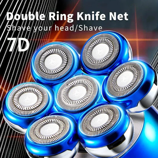 Newest 5-in-1 Electric Shaver 7D Floating Cutter Head Bald Hair Clipper Wireless Charging Men Nose Trimmer Electric Beard Razor - Empire P.E