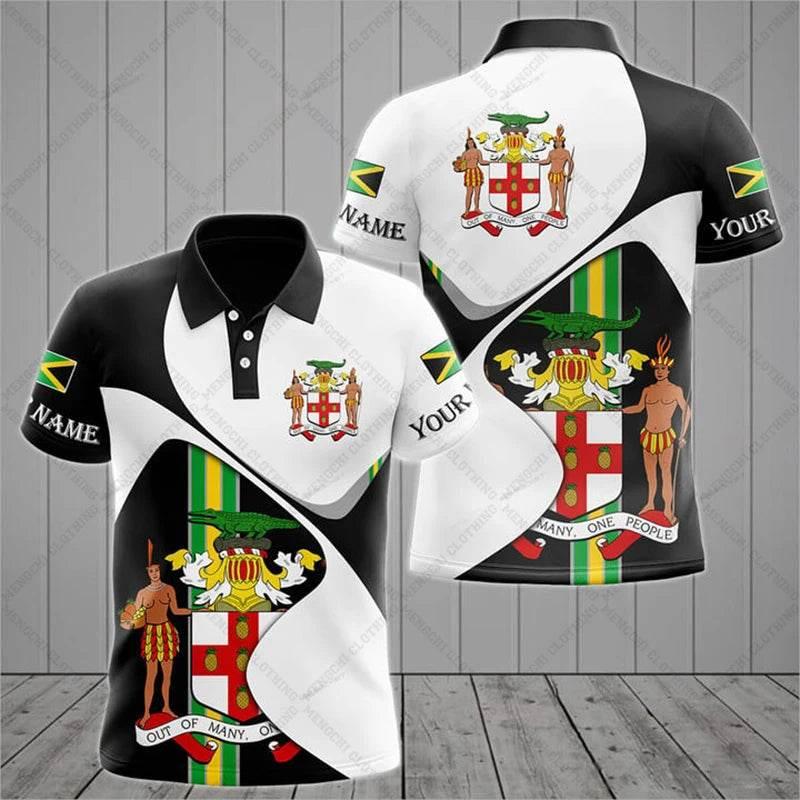 Jamaica Flag & Coat of Arms Customized Polo Shirt Summer Casual Streetwear Men's Fashion Loose Jersey Plus Size Sportswear - Empire P.E