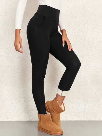 Pockets Thick Winter Warm Leggings Women High Waist Mallas Casual Velvet Warm Leggings Prevent Cold Super Warm Pants - Empire P.E