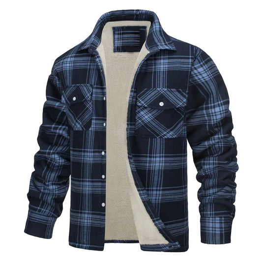 Men's Plaid Print Lapel Coat - Empire P.E