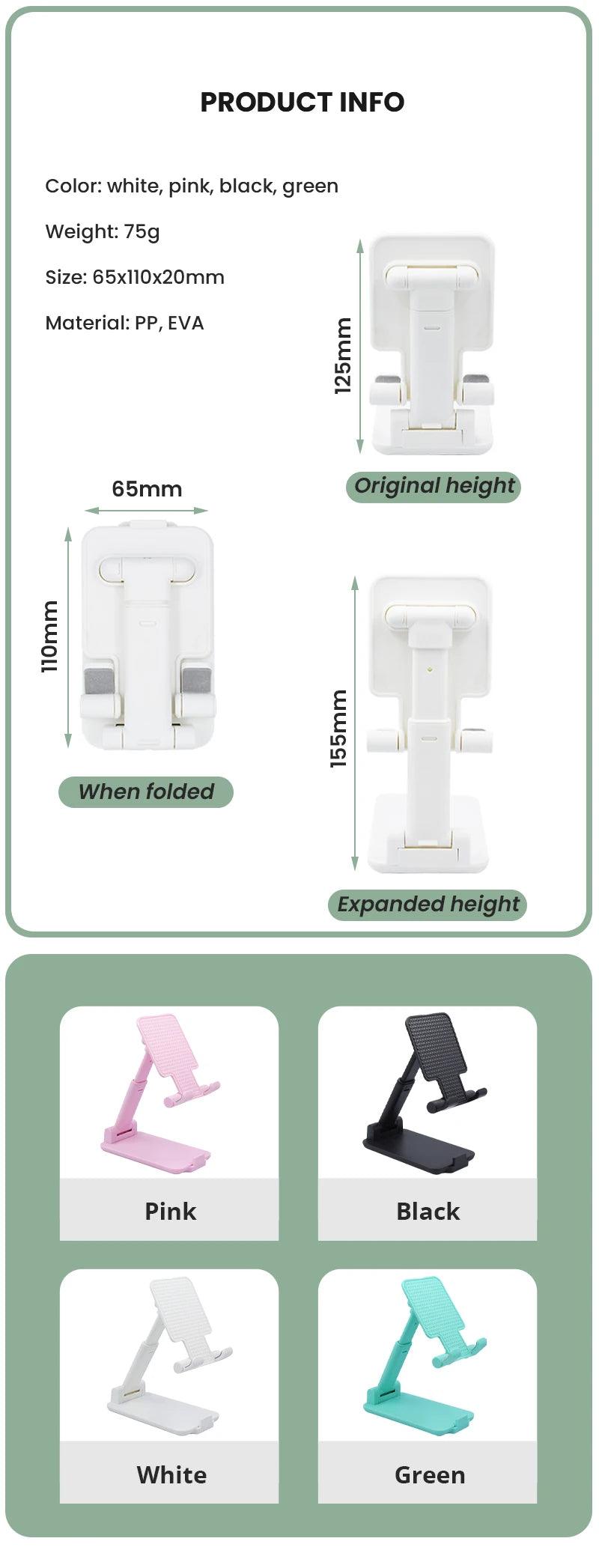Desktop Phone Holder Stand Mobile Phone Support Adjustable Angle Height Cell Phone Stand Universal for All Smart Phones - Empire P.E