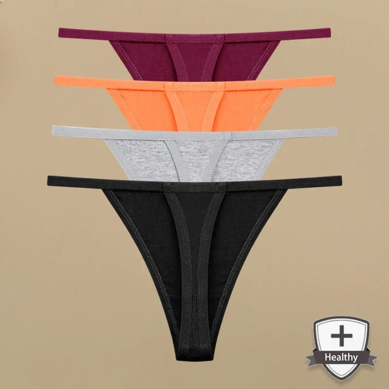 4Pcs Women's Cotton Thongs Thin Waist Underwear S-XL - Empire P.E