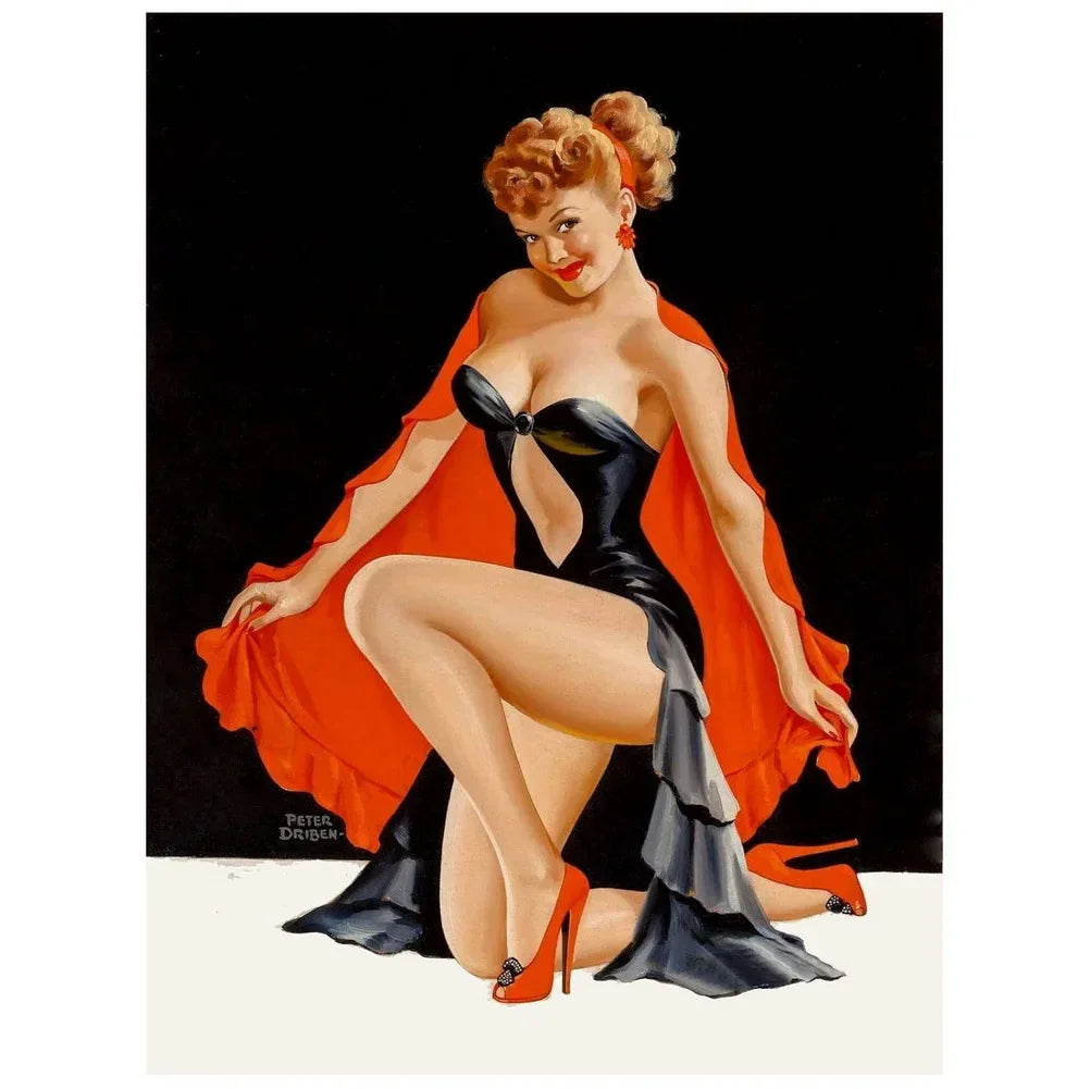 Vintage Metal Tin Signs Pinup Girls Wall Decor