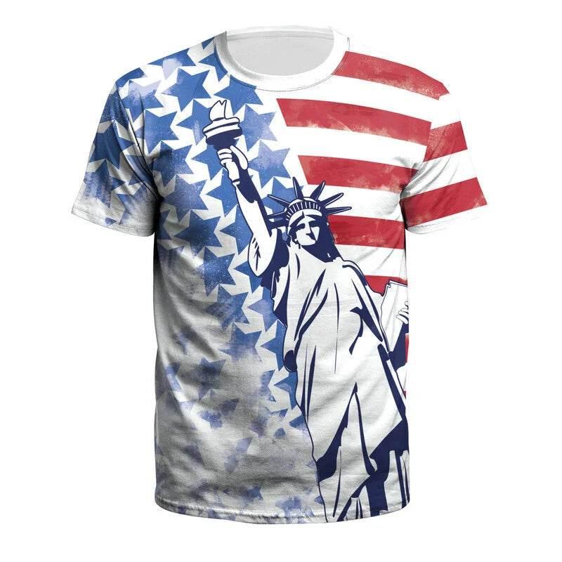 American Flag Graphic T-shirt For Men 3d Printed USA Statue of Liberty T Shirt Summer Spring Short Sleeves Round Neck Tee Shirts - Empire P.E