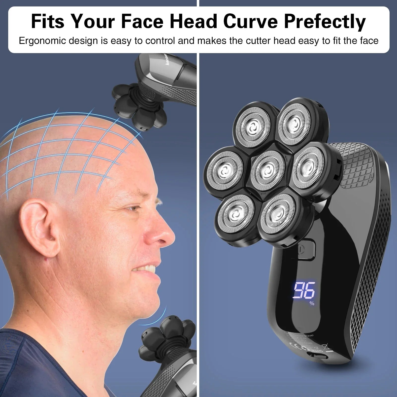 Kensen 5 In 1 Electric Shaver 7D Floating Cutter Head Rechargeable Shaver Kit For Men IPX6 Waterproof Beard Trimmer head shavers - Empire P.E