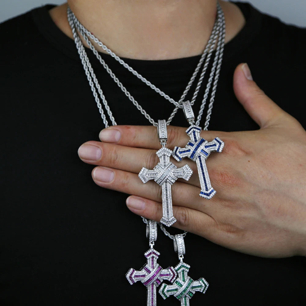 New Iced Out Cross Pendant Necklace