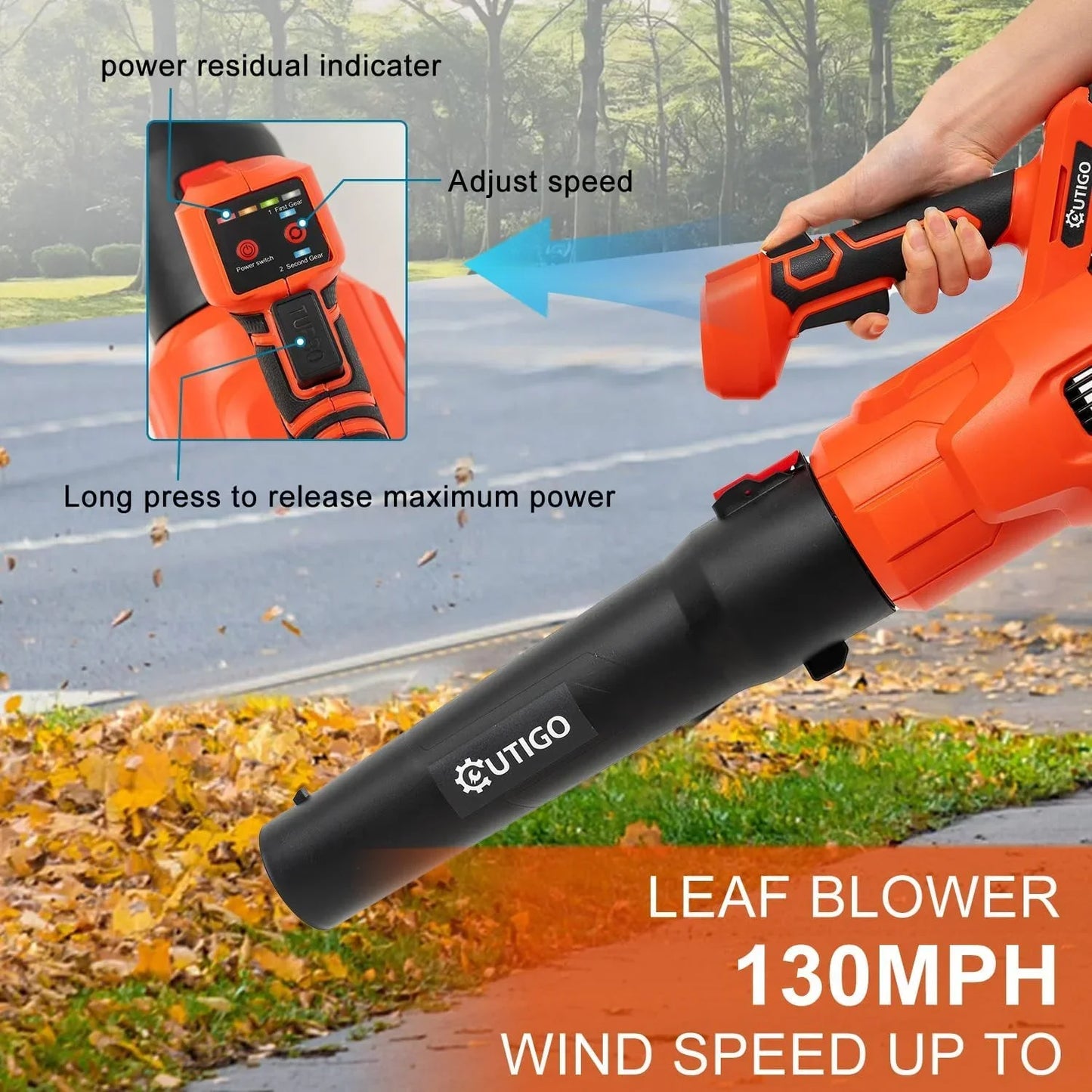Cordless Leaf Blower with 2 * 4.5Ah Batteries and 2 Tubes - Empire P.E