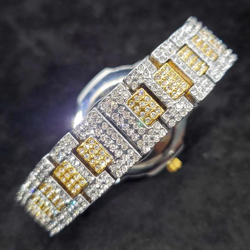 Luxury Diamond Watch Men Hip Hop Street Style Date Display Quartz Timepiece Iced Out Party Jewelry Wristwatch Hot Sale Product - Empire P.E