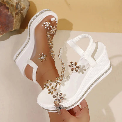 Elegant Rhinestones Flowers Sandals