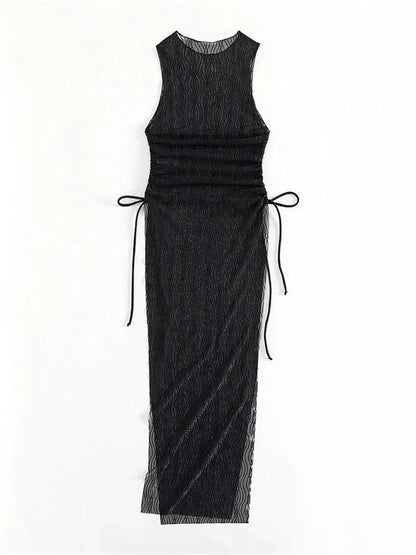 Sexy Mesh High Slit Dress Cover-Ups