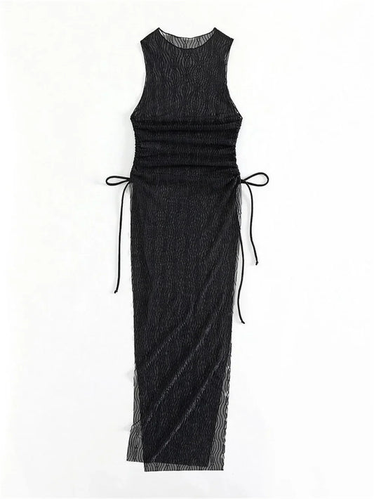 Sexy Mesh High Slit Dress Cover-Ups
