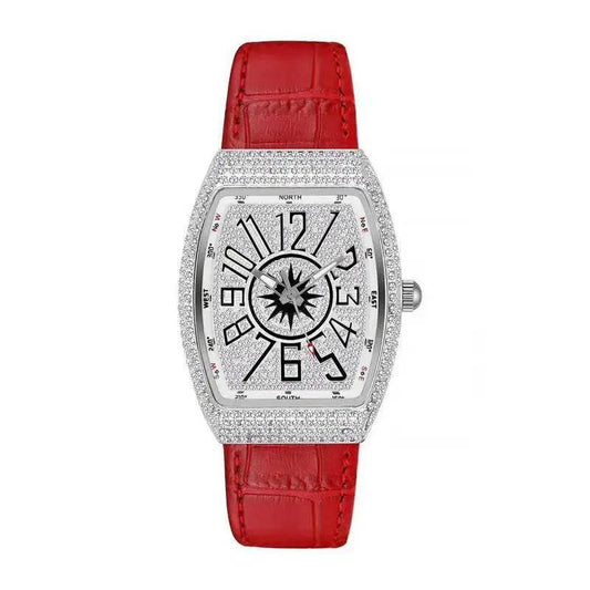 The Tonneau Minimalist Waterproof Women Ultra Thin Watches Leather Band Fashion Diamond-encrusted Quartz Watch Relogio Feminina - Empire P.E