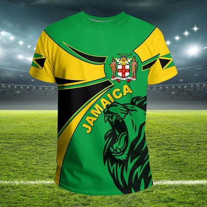 Jamaican Flag 3D Mens T-shirt Football Jersey National Emblem T-shirt Football Team Uniform World Cup Training Suit Running Suit - Empire P.E