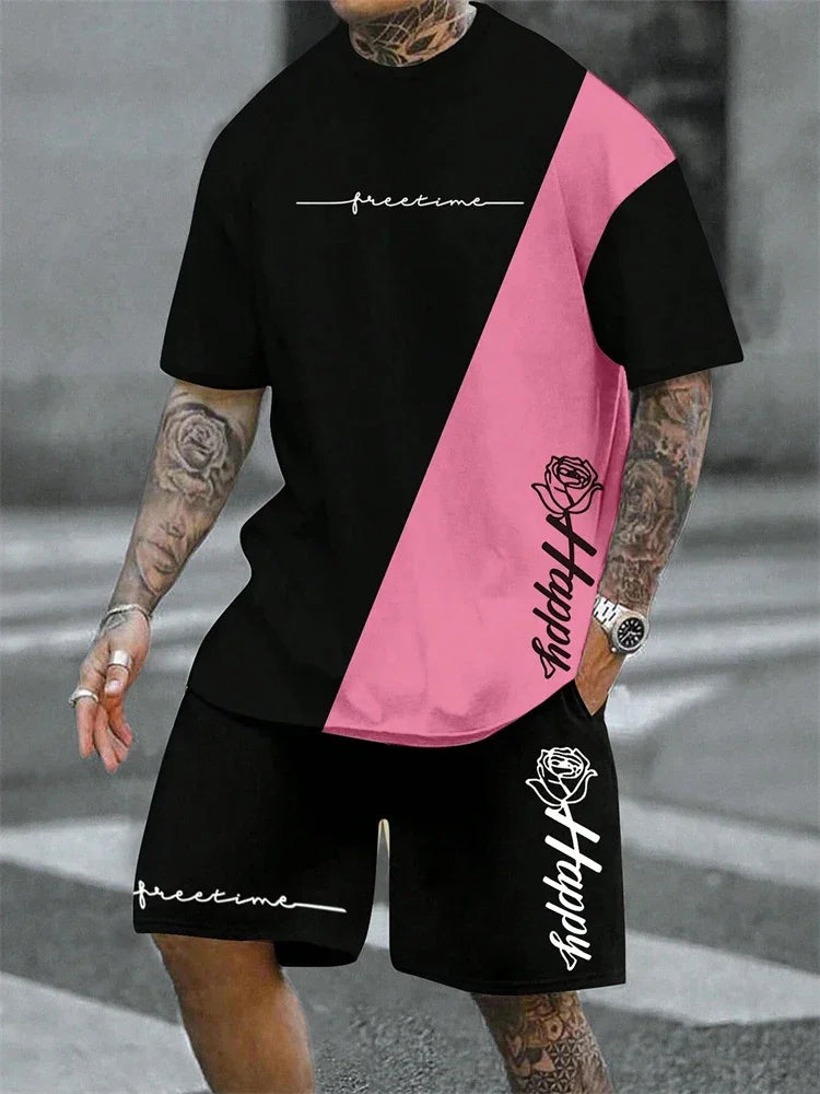 Summer Men Short Sleeved Drawstring Shorts Tracksuit - Empire P.E