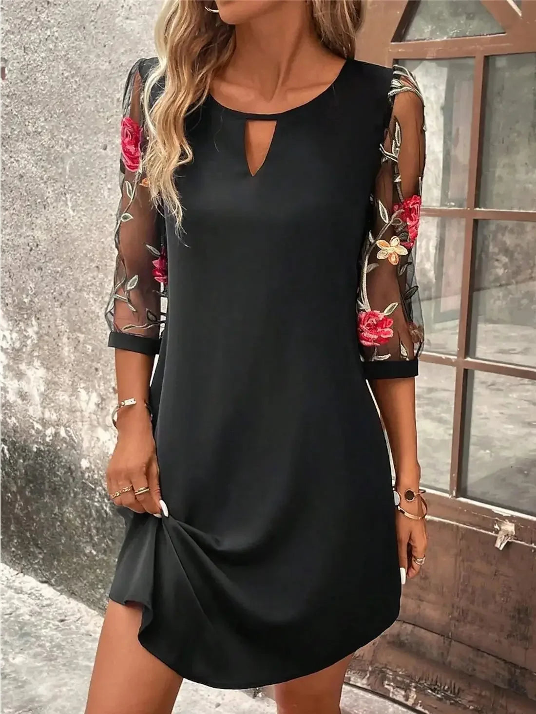 Luxury Dress Women's Perspective Mid Sleeve Printed - Empire P.E