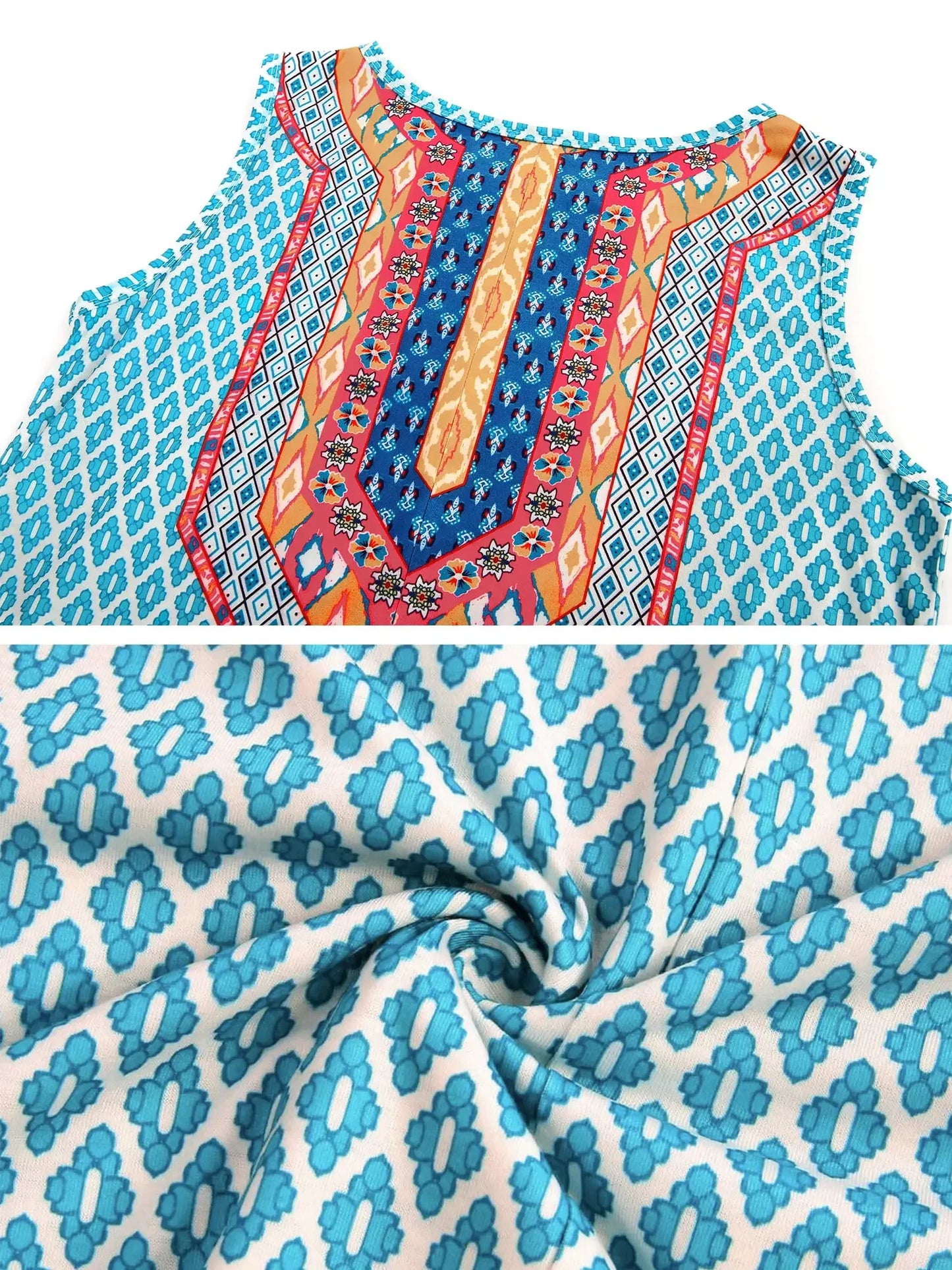 S-5Xl Colorful Printed O Neck Long Dress - Empire P.E