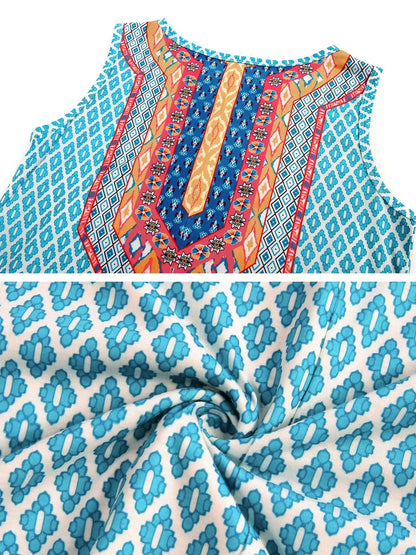 S-5Xl Colorful Printed O Neck Long Dress - Empire P.E