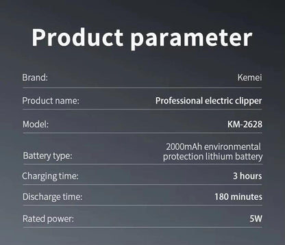 Kemei KM-2628 KM-678 KM-2024 Professional Electric Hair Clippers Rechargeable - Empire P.E