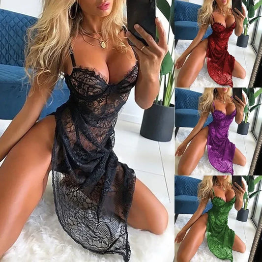 Contrast Lace Ruffle Trim Lingerie Set - Empire P.E