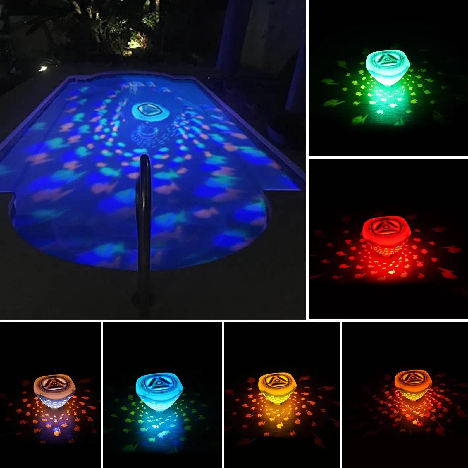 Swimming Pool Lights 4 Colors 5 Mode Cute Fish Pattern Light Underwater Pool Party Lights Floating Projector Lights Garden Decor - Empire P.E