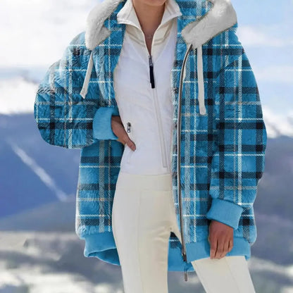 Women Winter Coat Solid Color Long Sleeves Zipper