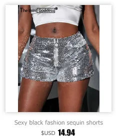 Sexy streetwear y2k fashion sequin shorts women summer glitter club party short hot pants womens shorts rave festival clothing - Empire P.E