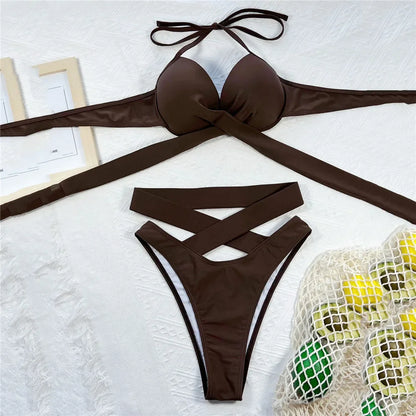 Black High Waisted Bikini Push Up Women