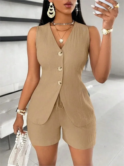 Fashion Casual Set Of 2 Pieces Elegant Solid Office - Empire P.E
