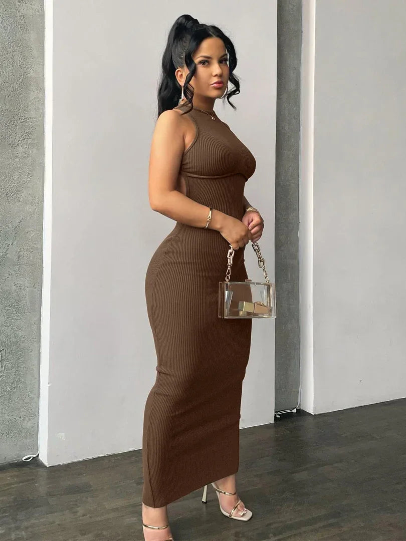 Solid Hollow Out Backless Sleeveless Sexy Slit Mini Dress - Empire P.E