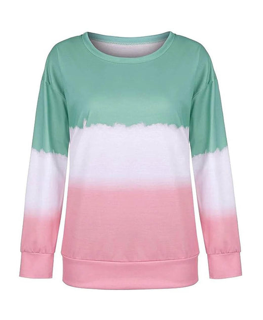Plus Size Sweatshirt for Women Trendy Long Sleeve Oversized Lightweight Tops Tie-Dye Printed Gradient Pullover Blouse - Empire P.E