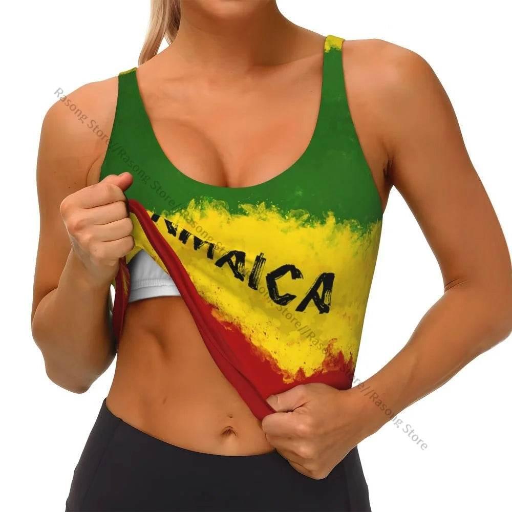Sports Bra Women Running Yoga Clothes Vest Jamaica Kingdom Flag Gathering Fitness Vest - Empire P.E