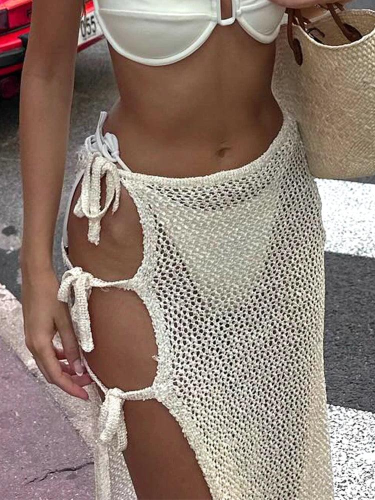 Sexy Summer Knit Cut Out Beach Half Skirt