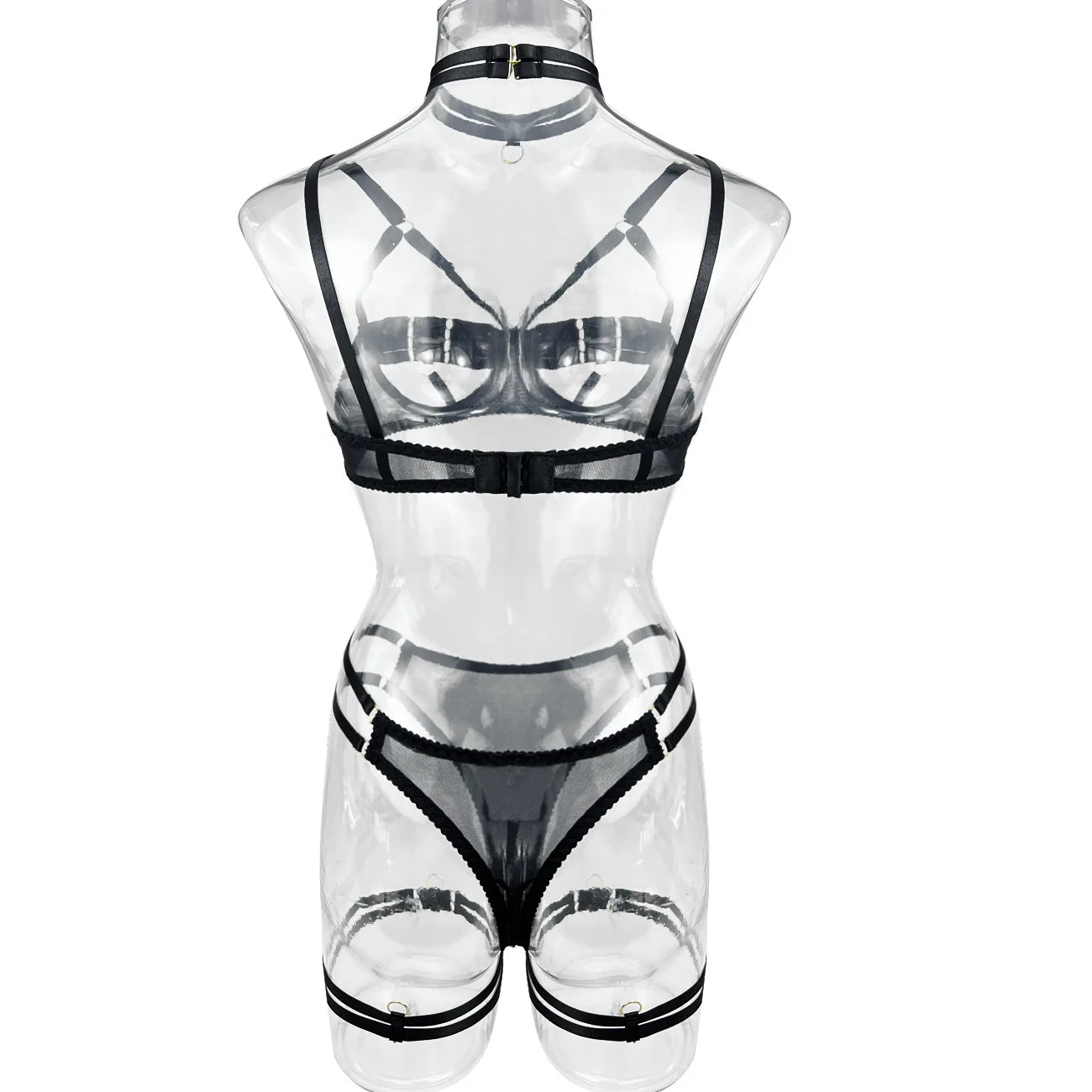 Yimunancy 4-Piece Bandage Erotic Set Women Choker Cut Out Solid Vintage Purple Sexy Lingerie Set Breif Kit - Empire P.E