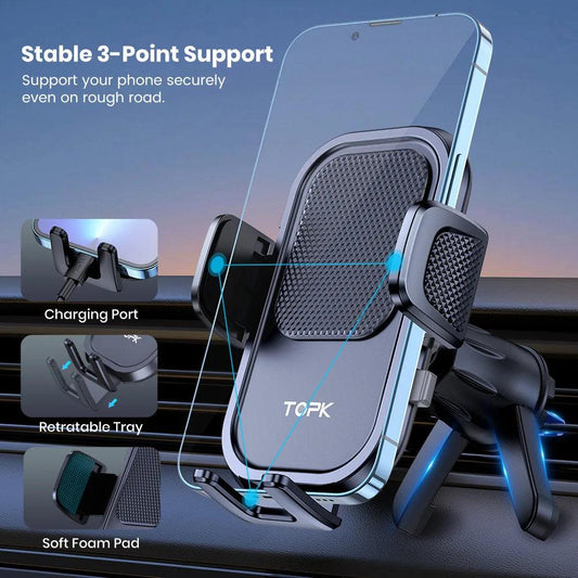 TOPK Car Phone Holder Mount for IPhone[Powerful Suction] Phone Mount for Car Dashboard Car Accessories Automobile for Smartphone - Empire P.E