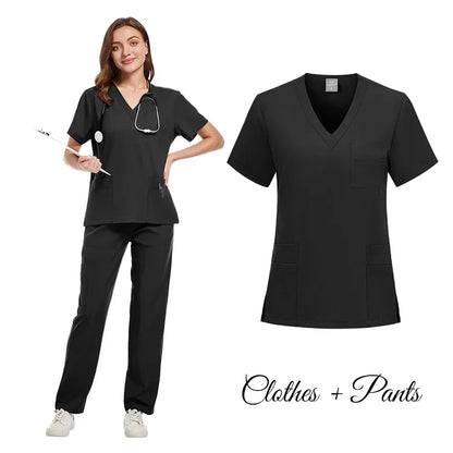 New Nurse Uniforms Elatic Solid Tops Pants Scrub - Empire P.E