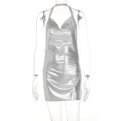 Elegant Short Dress with Hanging Neck Backless - Empire P.E